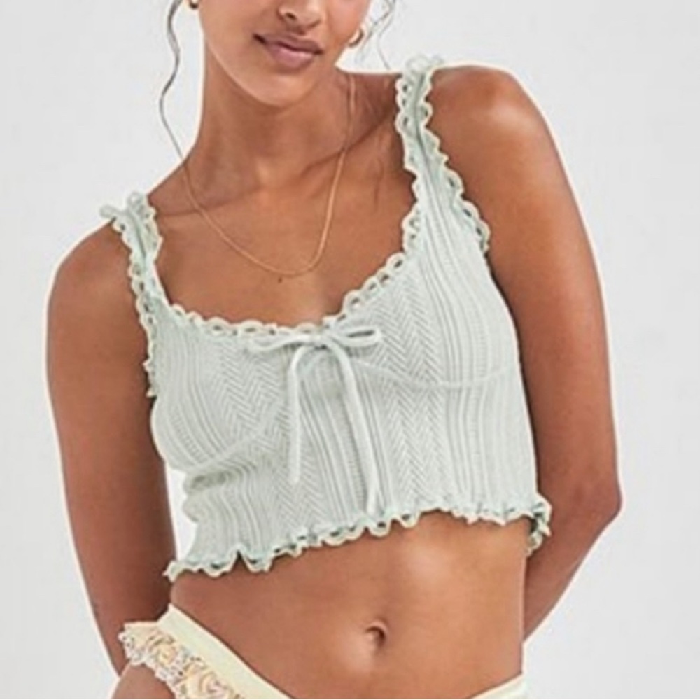For love and lemons mint green lace trim tank top. - Picture 3 of 3